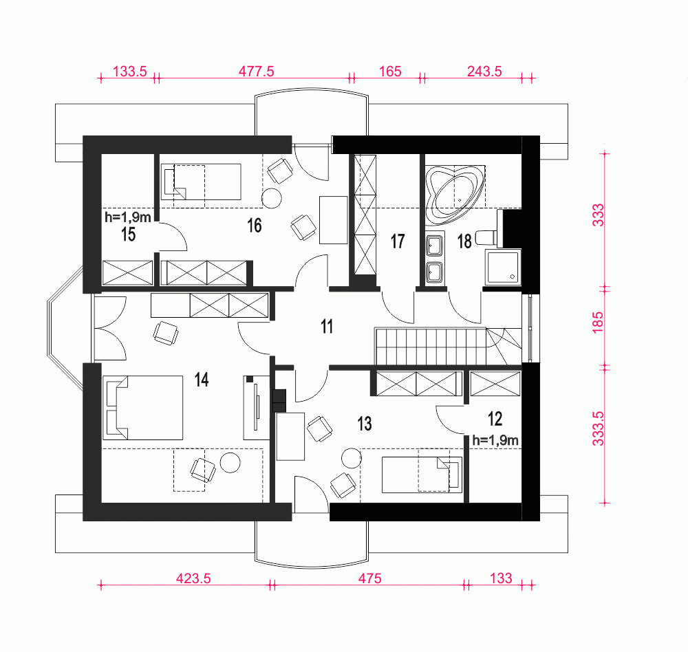 Rzut projektu Dom Dla Ciebie 7 B - Piętro