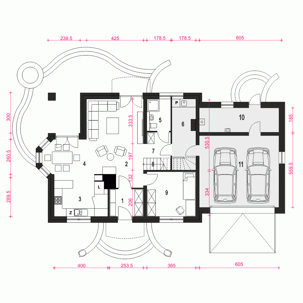 Rzut projektu Dom Dla Ciebie 7 A1 z garażem 2st. - Parter