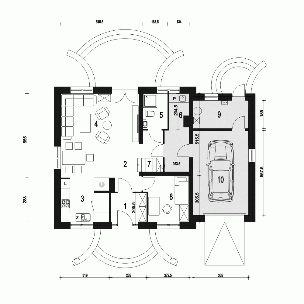 Rzut projektu Dom Dla Ciebie 5 A2 z garażem - Parter