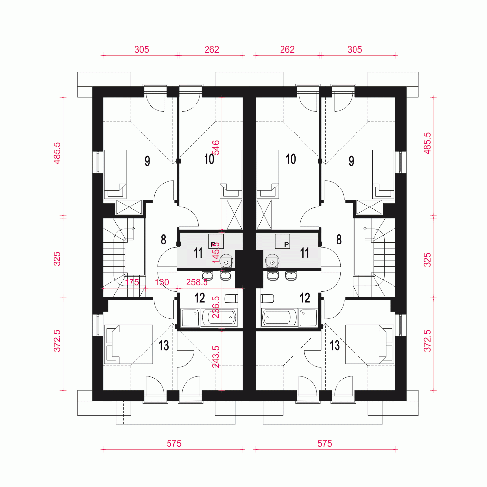 Rzut projektu Jukka A1-BL z garażem - Piętro