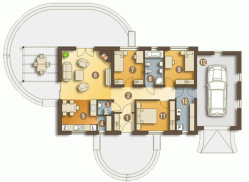 Rzut projektu Piotr z garażem - Parter