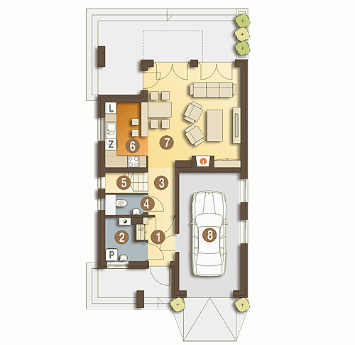 Rzut projektu Tosia trend z garażem - Parter