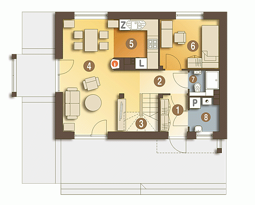 Rzut projektu Eco 3 bez garażu - Parter