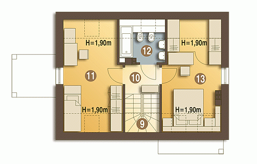 Rzut projektu Eco 3 bez garażu - Piętro