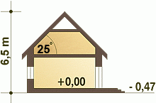 Rzut projektu Jerzyk z garażem - Przekrój