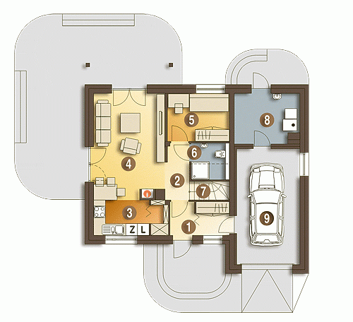 Rzut projektu Dominik z garażem - Parter