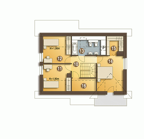 Rzut projektu Dominik z garażem - Piętro