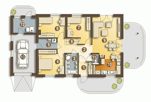 Rzut projektu Hirek z garażem - Parter