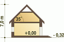Rzut projektu Hirek z garażem - Przekrój