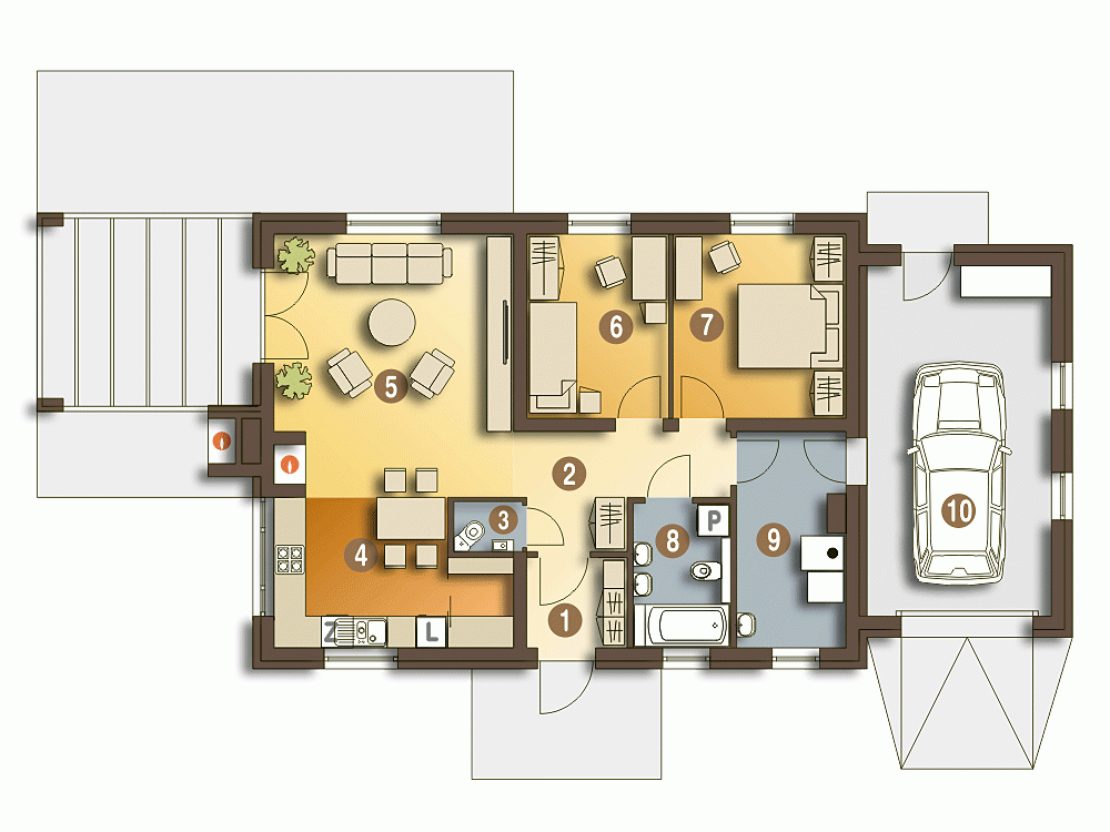 Rzut projektu Michał z garażem - Parter