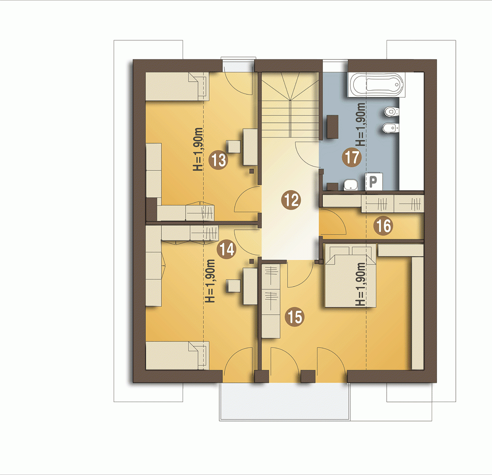 Rzut projektu Jarząbek z garażem - Piętro