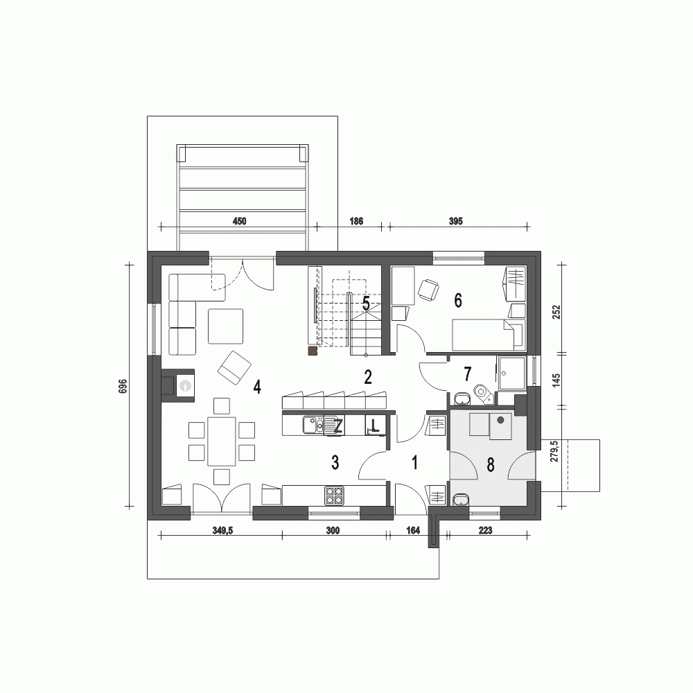 Rzut projektu Eco 5 - Parter