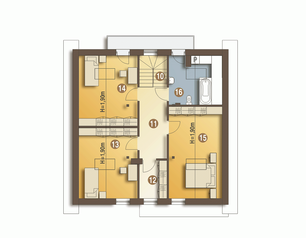 Rzut projektu Nowinka z garażem - Piętro