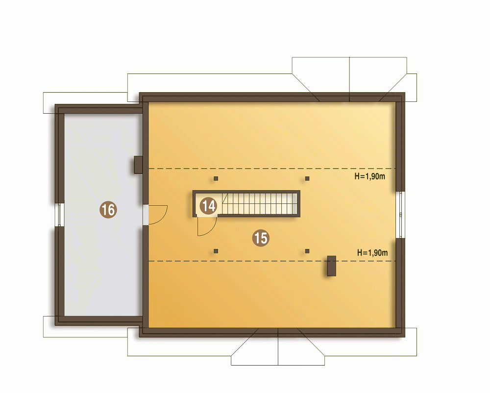 Rzut projektu Rafi z garażem - Piętro