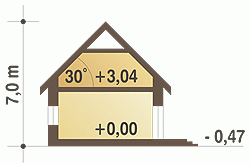 Rzut projektu Derkacz BL1 z garażem - Przekrój