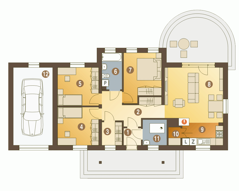 Rzut projektu Modraszka z G1 A z garażem - Parter