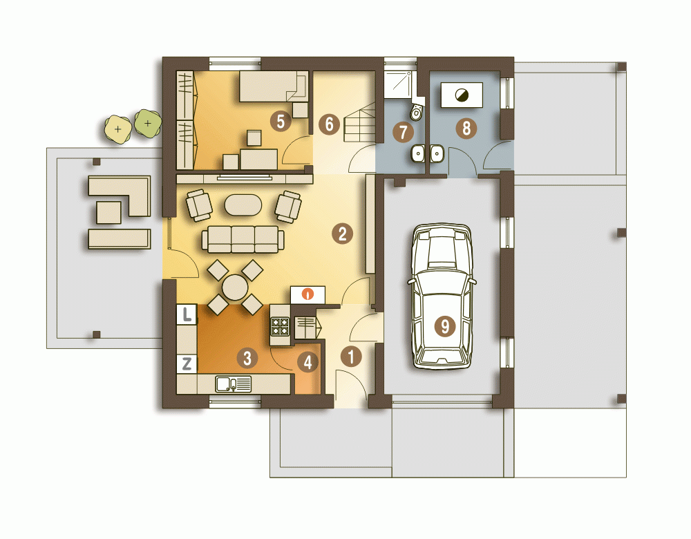 Rzut projektu Nowinka A1 - Parter
