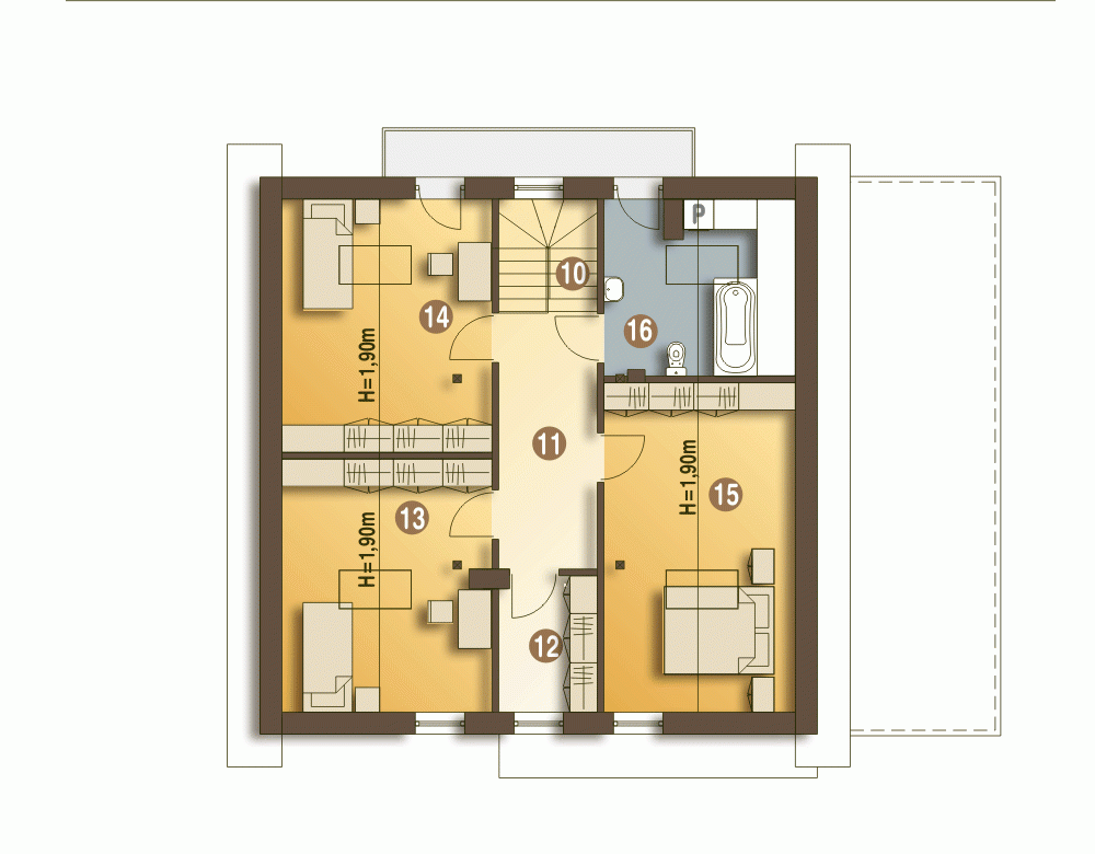 Rzut projektu Nowinka A1 - Piętro