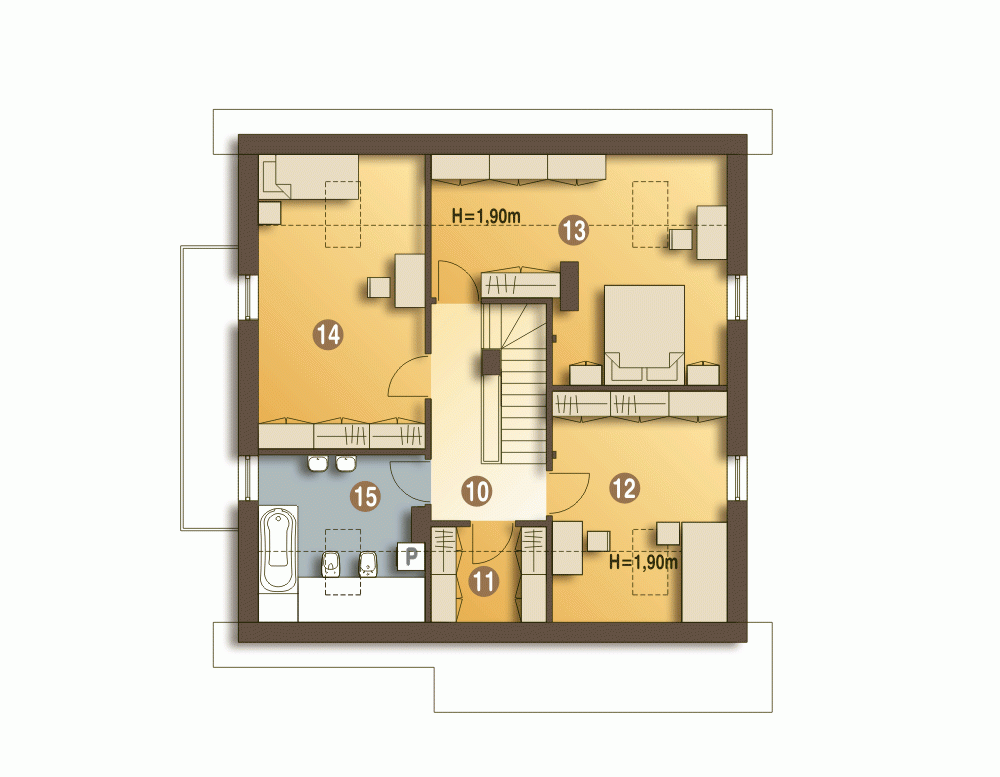 Rzut projektu Nowinka IV A z garażem - Piętro