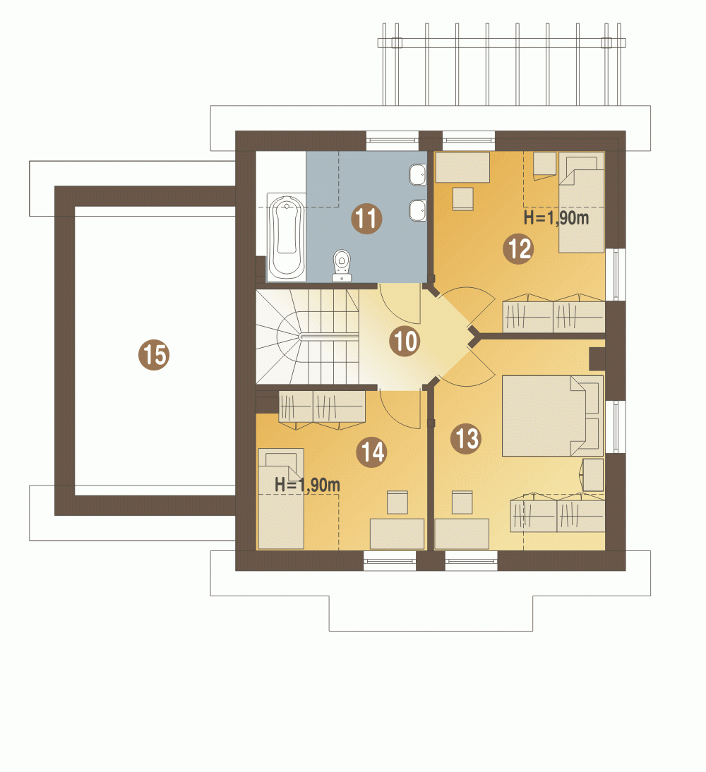 Rzut projektu Koliber z garażem - Piętro