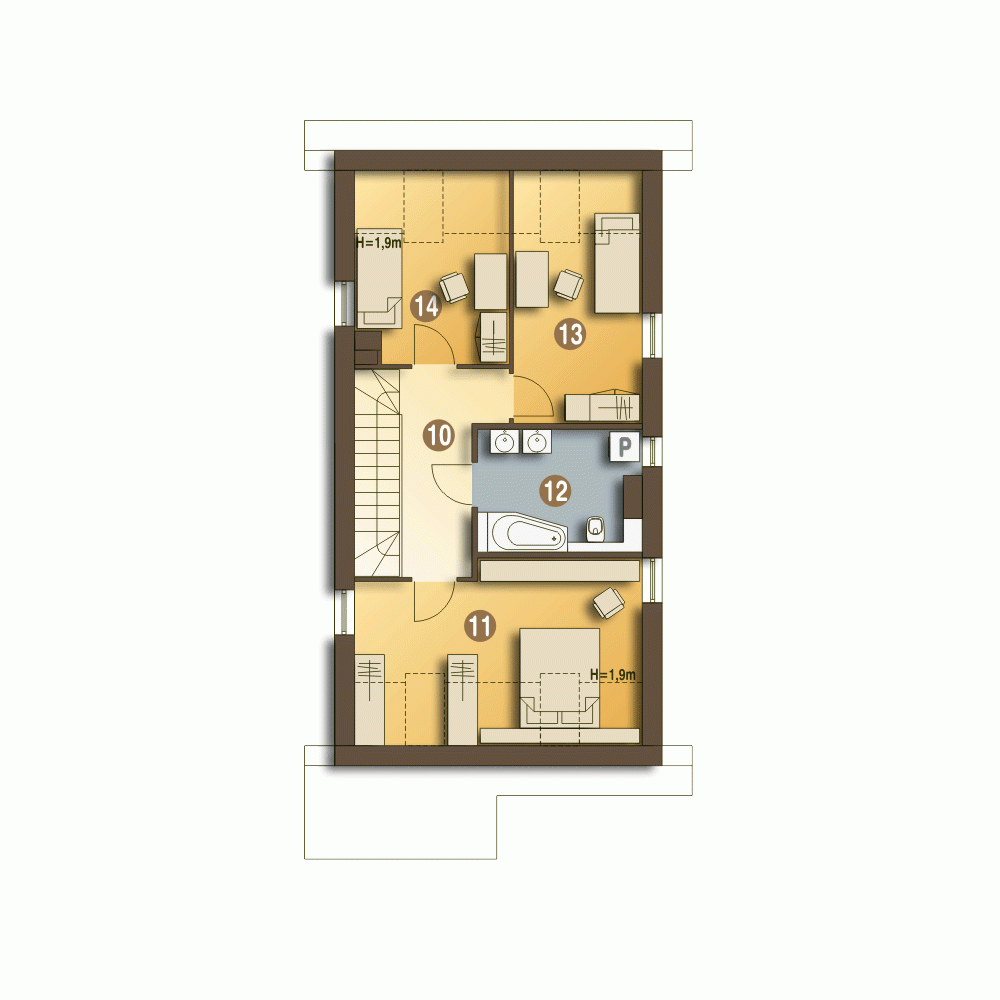 Rzut projektu Azalia bez garażu - Piętro