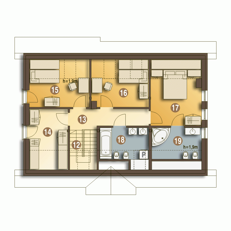 Rzut projektu Julia II z garażem - Piętro