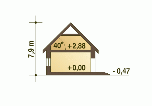 Rzut projektu Julia III z garażem - Przekrój