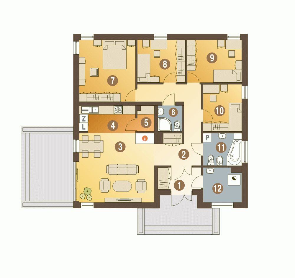 Rzut projektu Kalandra bez garażu - Parter