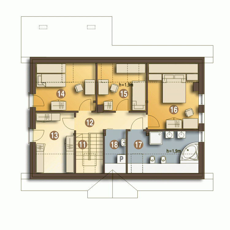 Rzut projektu Julia III A1 z garażem - Piętro