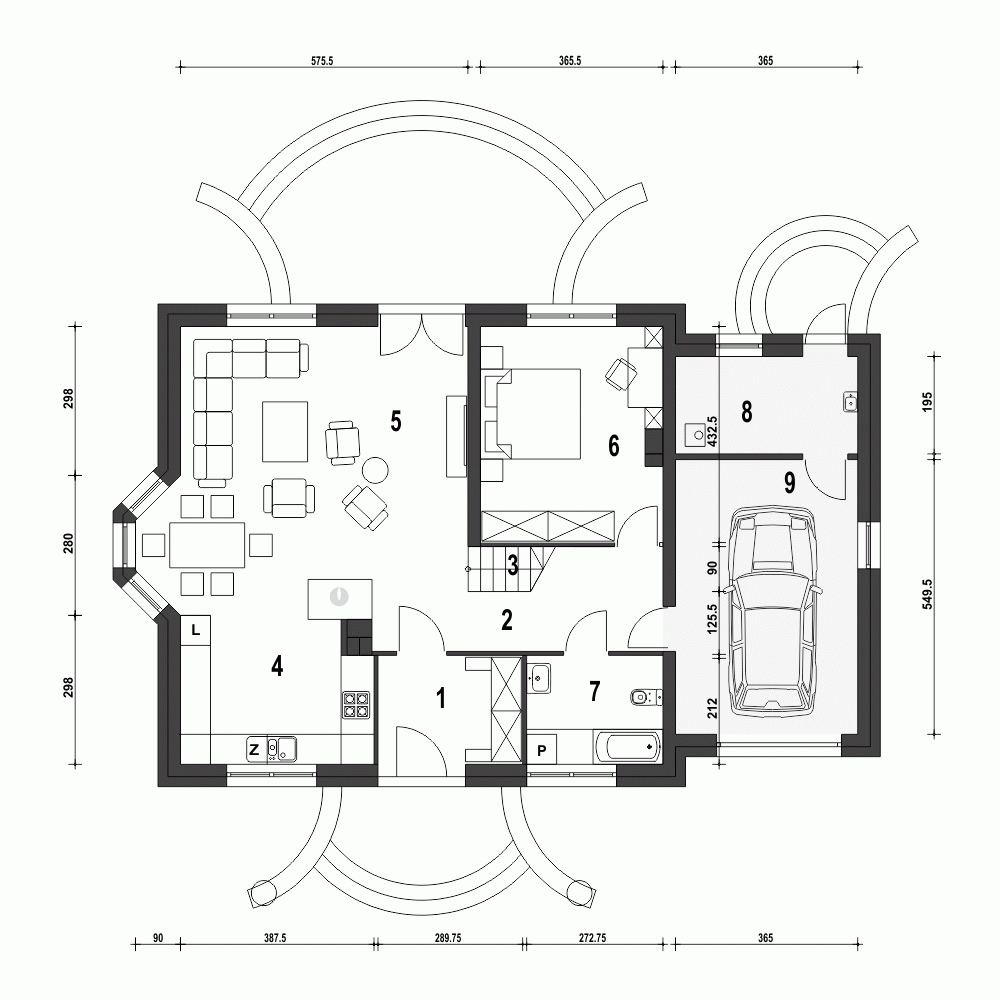 Rzut projektu Dom Dla Ciebie 1 w4 z garażem - Parter