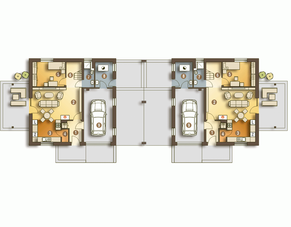 Rzut projektu Nowinka bliźniak A1-BL1 - Parter