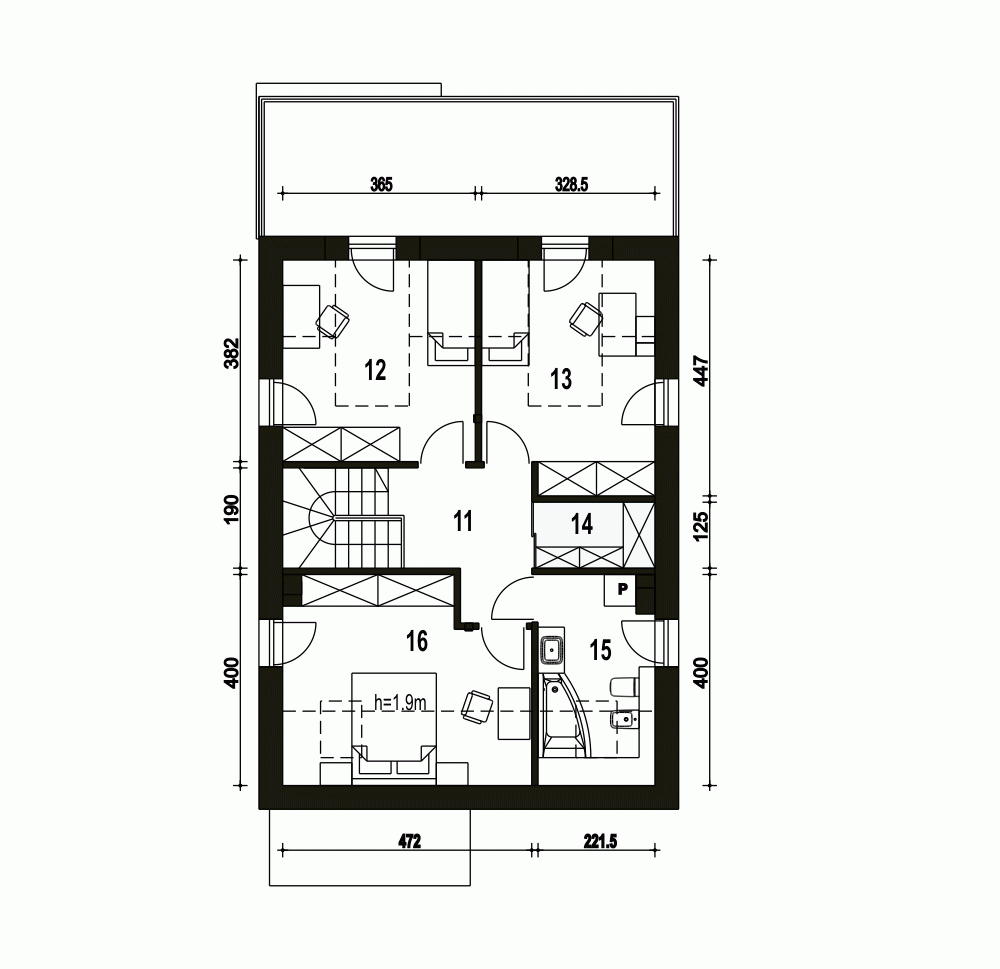 Rzut projektu Makolągwa z garażem - Piętro