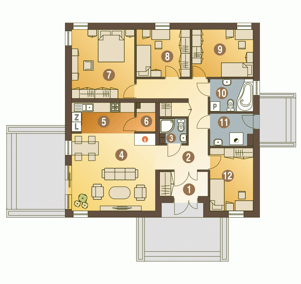 Rzut projektu Kalandra II bez garażu - Parter