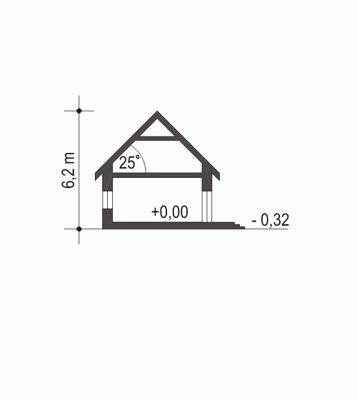 Rzut projektu Mikołaj z garażem 2st. - Przekrój