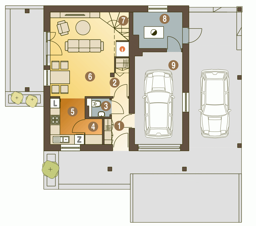 Rzut projektu Turkawka II A1 - Parter