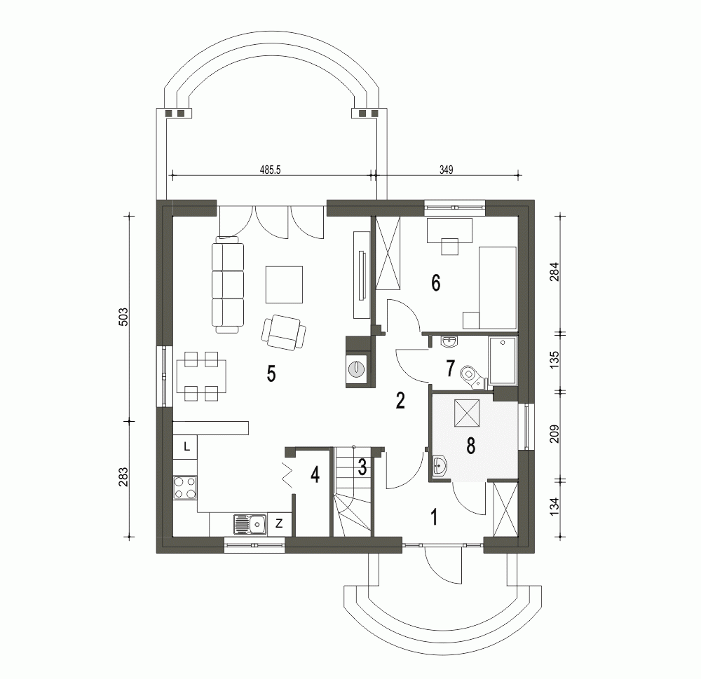 Rzut projektu Nela - Parter