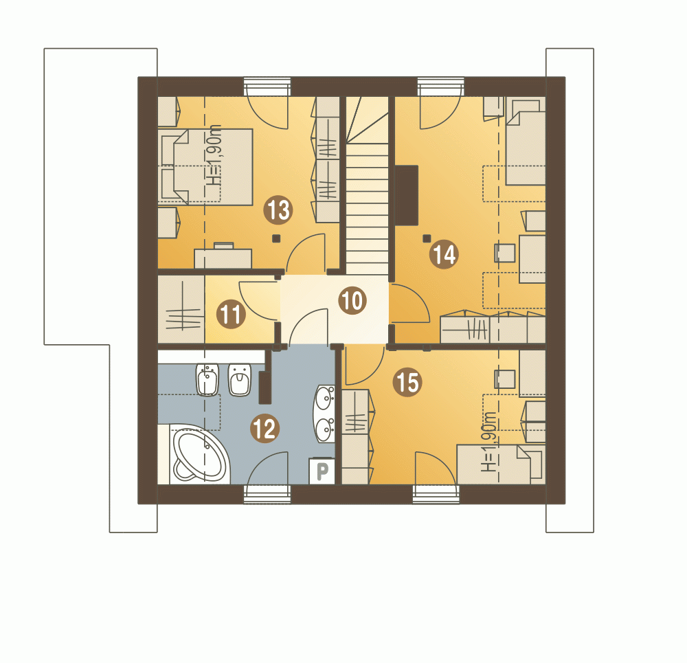 Rzut projektu Turkawka II z garażem - Piętro