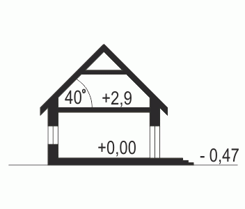 Rzut projektu Julia II A1 z garażem - Przekrój