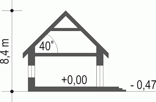 Rzut projektu Monika II z garażem - Przekrój