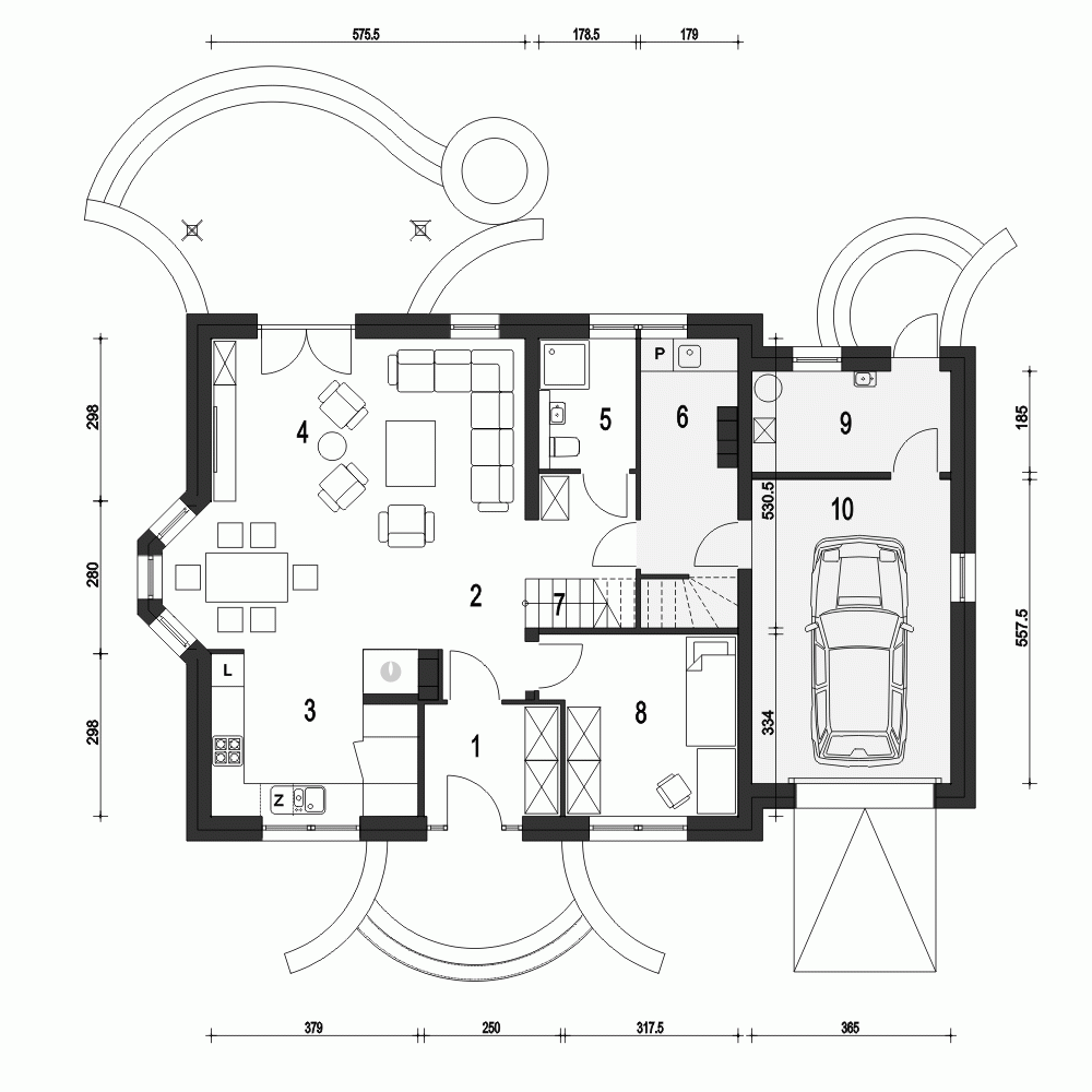 Rzut projektu Dom Dla Ciebie 2 z garażem - Parter