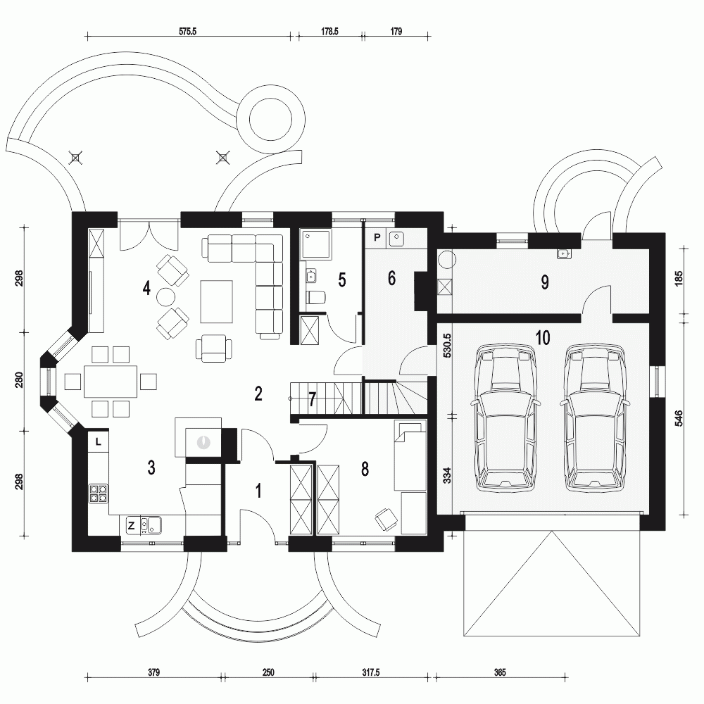 Rzut projektu Dom Dla Ciebie 2 A1 z garażem 2st. - Parter