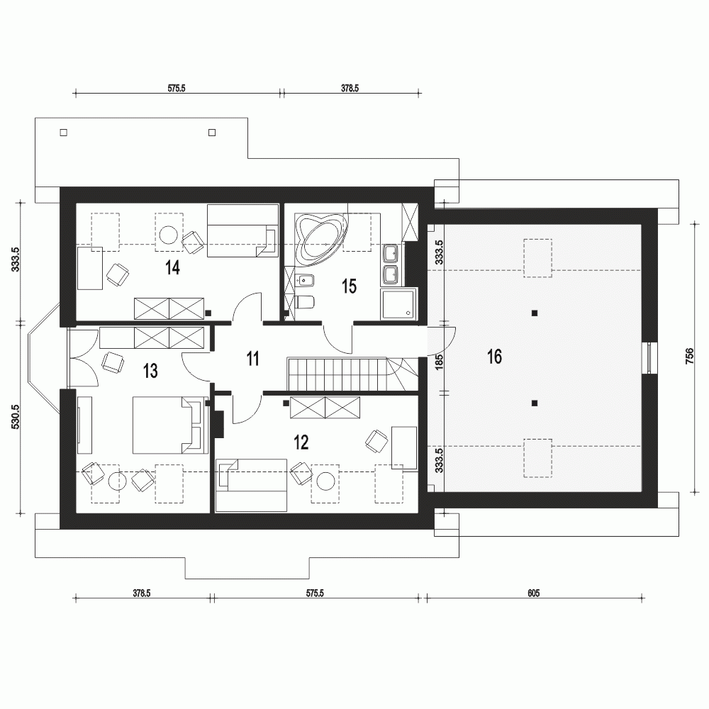 Rzut projektu Dom Dla Ciebie 2 A1 z garażem 2st. - Piętro