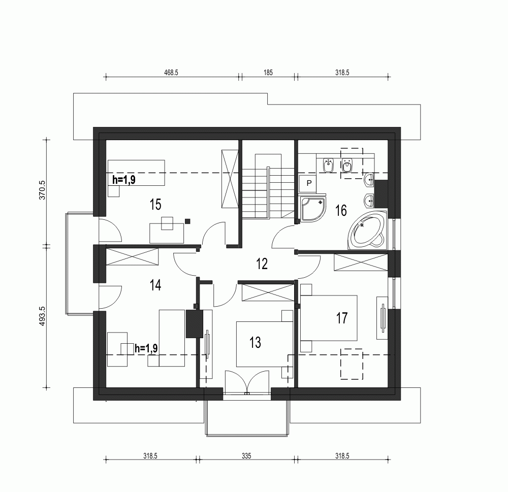 Rzut projektu Daria B - Piętro