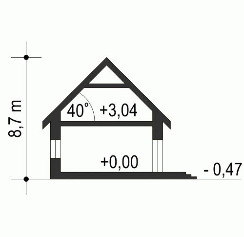 Rzut projektu Daria B - Przekrój