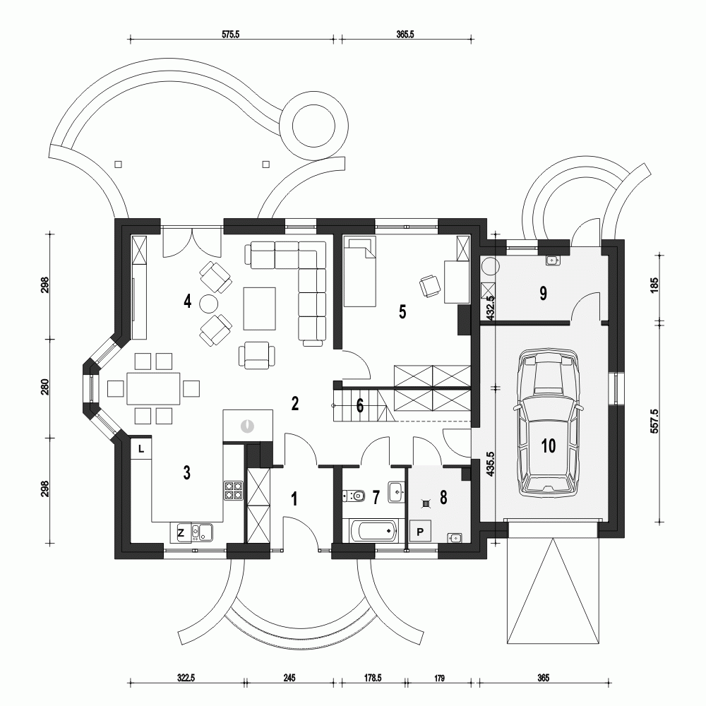 Rzut projektu Dom Dla Ciebie 2 w2 z garażem - Parter