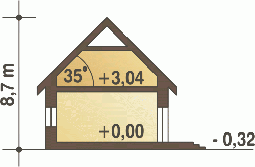 Rzut projektu Norbert bliźniak A-BL2 z garażem - Przekrój