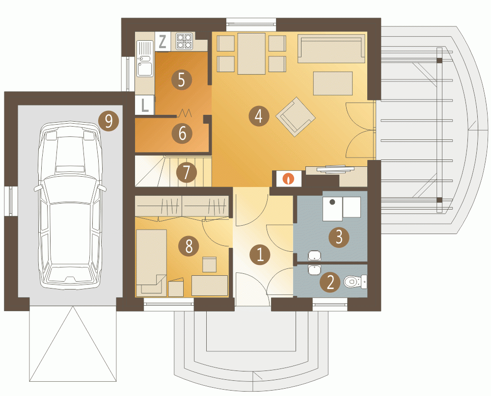 Rzut projektu Ala III z garażem - Parter