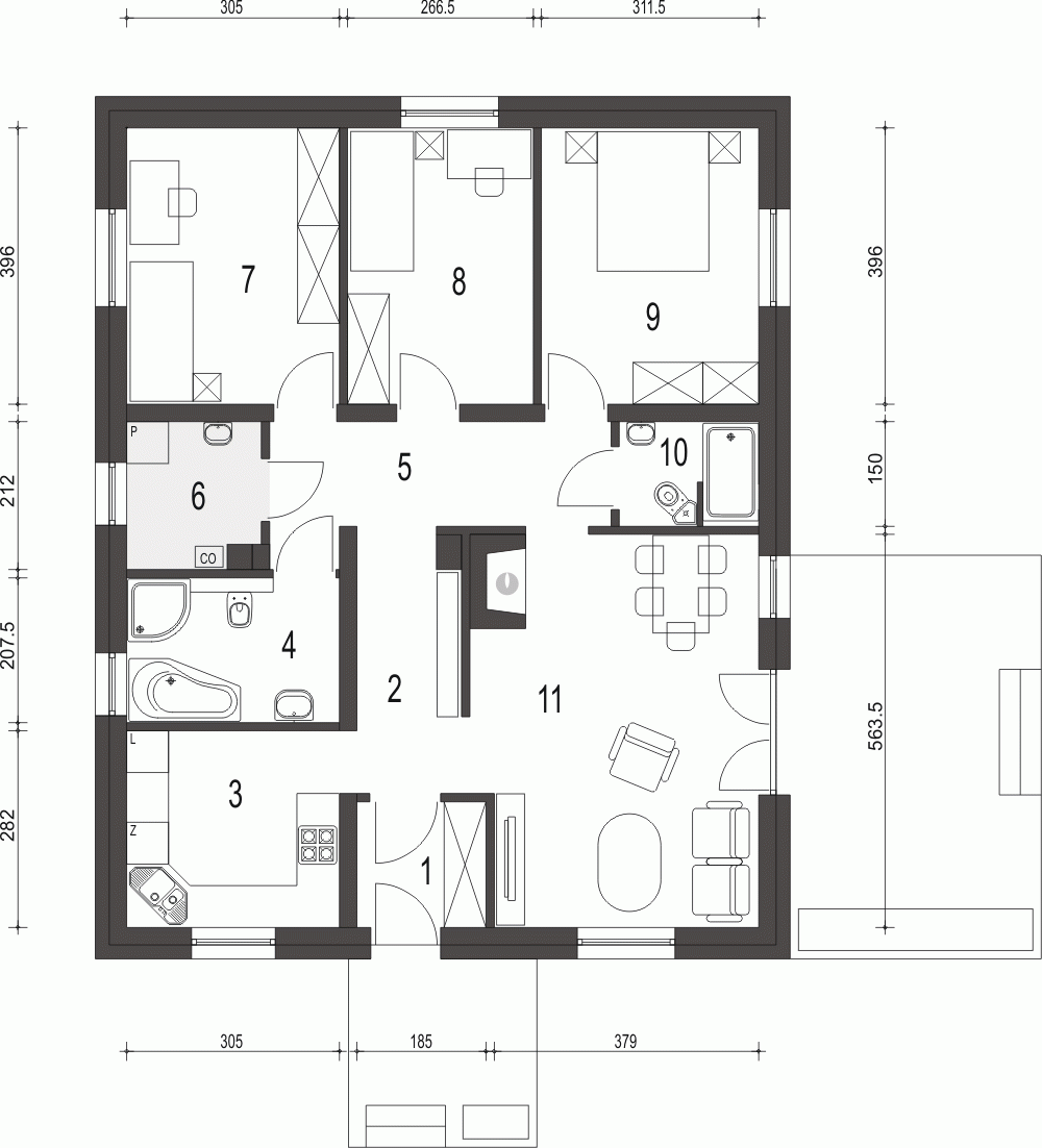 Rzut projektu Bogna - Parter