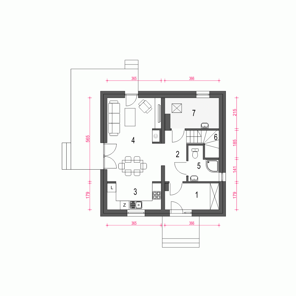 Rzut projektu Egon III - Parter