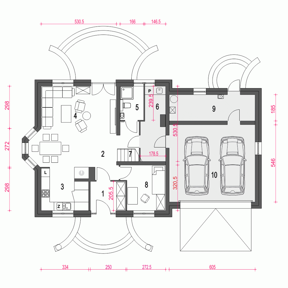 Rzut projektu Dom Dla Ciebie 3 A3 z garażem 2st. - Parter